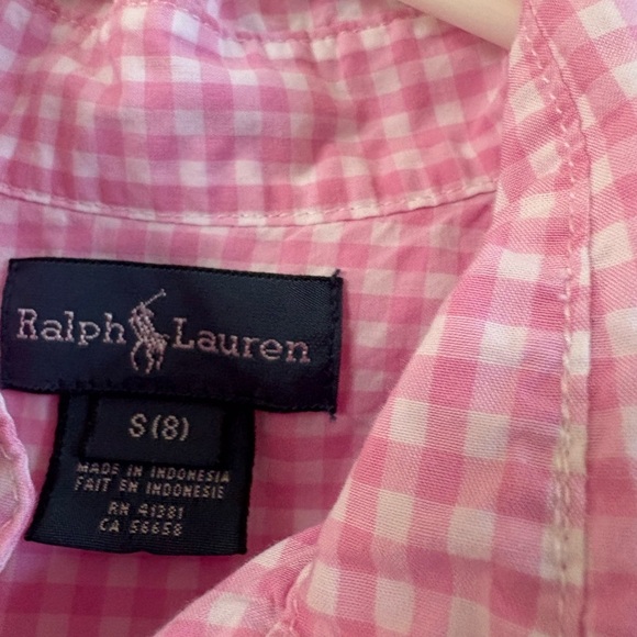 RALPH  LAUREN KIDS 
Gingham Cotton Poplin Shirt
PINK SIZE - Picture 3 of 5